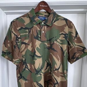 Ralph Lauren Green and Brown Camouflage Polo Shirt